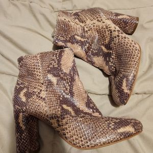 Snakeskin booties